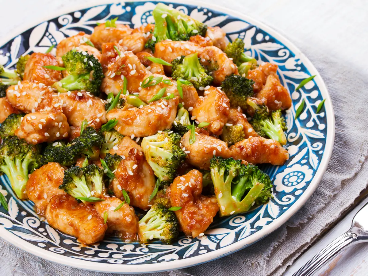 Healthy chicken and broccoli stir-fry, tender meat with crisp greens at Cheng's Asian Cuisine，a Asian Restaurant in Winchester